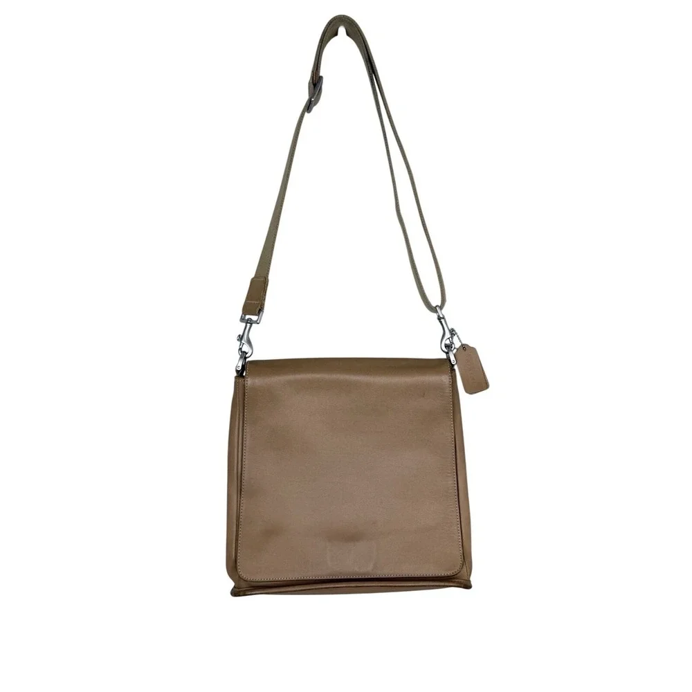 Vintage COACH Tan LEATHER Messenger Bag Saddle Crossbody 9431 METRO FLAP